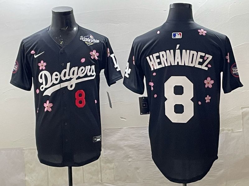 Men 2025 Nike Los Angeles Dodgers #8 Hernandez Black Game MLB Jersey 04->toronto blue jays->MLB Jersey